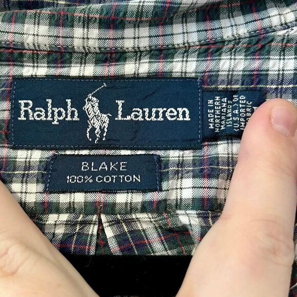 Ralph Lauren Blake 100% Cotton Long Sleeve Button-Front Dress Shirt Plaid size L - Picture 4 of 4